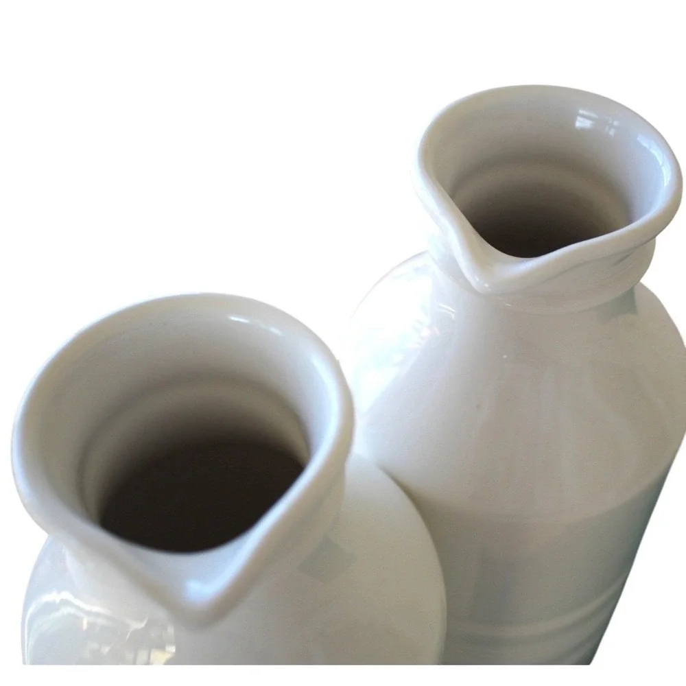 Lenox Tin Can Alley Tall‎ Milk Bottle Porcelain White 40oz Pair